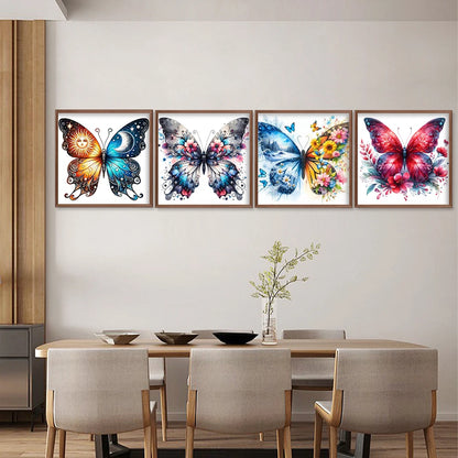 Butterfly Printed Cross Stitch Kit 45x45cm DIY 11CT Thread Art Needlework Decor