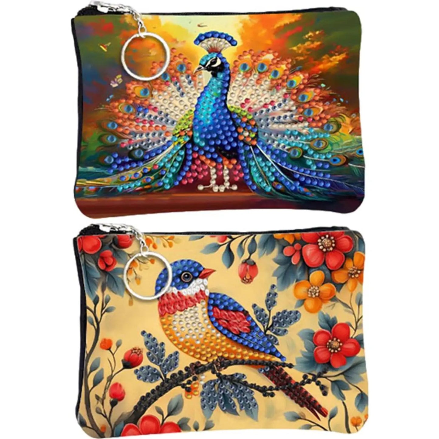 DIY Diamond Painting Creative Rhinestone Handbag Zipper Closure 5D Diamond Painting Coin Pouch for Cash Carry Daily Use Travel