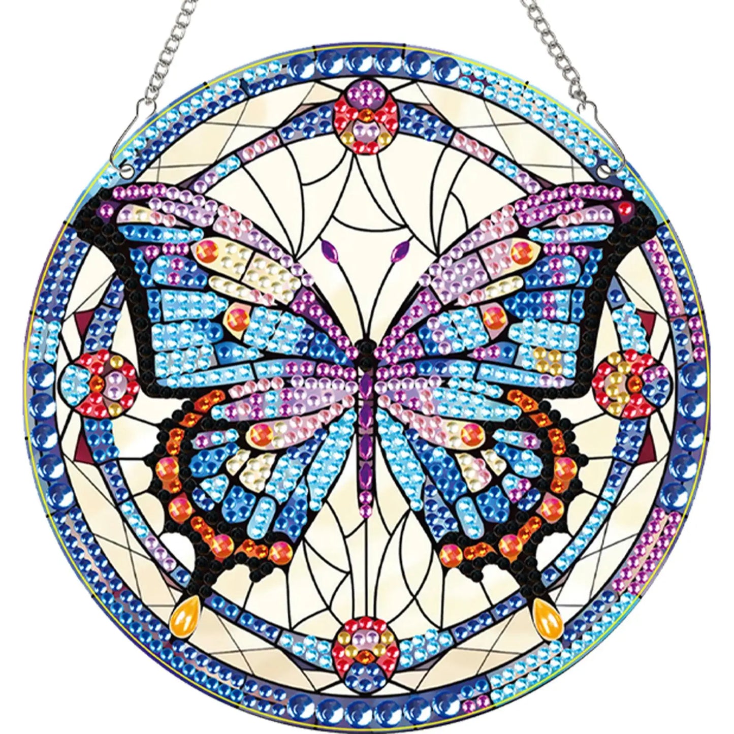 2pcs Butterfly Theme 2D Flat DIY Diamond Art Pendant Decor for Home & Window