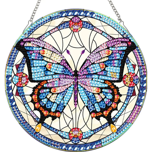 2pcs Butterfly Theme 2D Flat DIY Diamond Art Pendant Decor for Home & Window