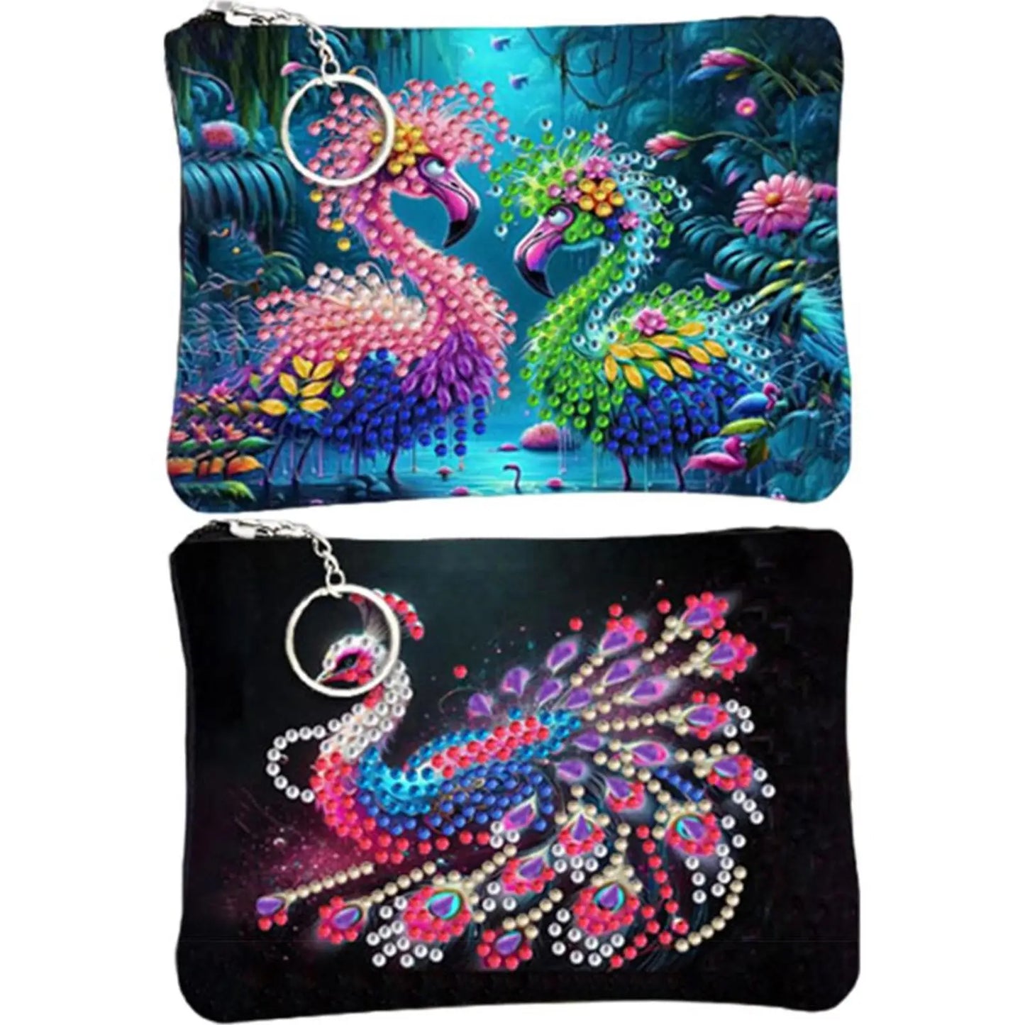 DIY Diamond Painting Creative Rhinestone Handbag Zipper Closure 5D Diamond Painting Coin Pouch for Cash Carry Daily Use Travel