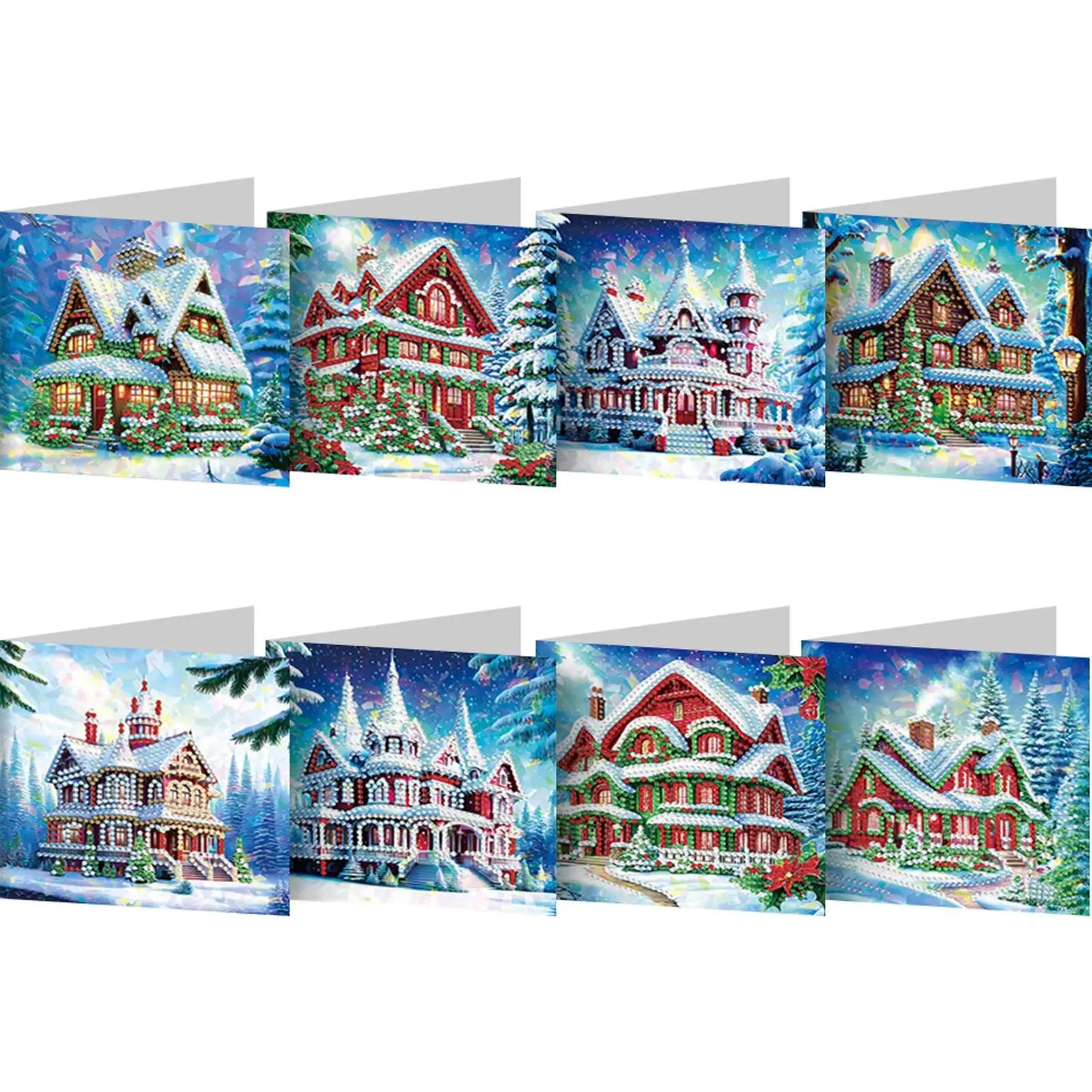 8/12Pcs 5D Rhinestone Embroidery Arts Cards Kits