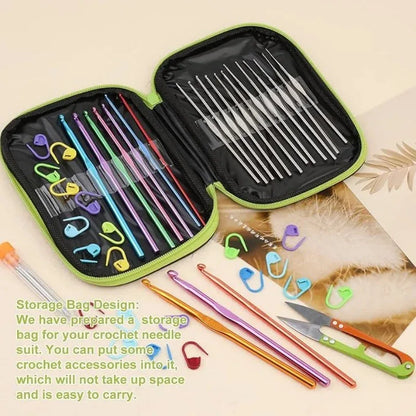 54 Pcs Crochet Needles Set, Knitting Needles Blunt Needles Stitch Marker Kit With Storage Case,DIY Hand Knitting Tools