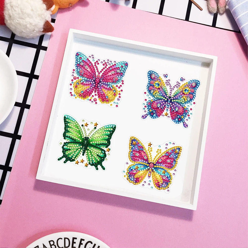 6 Pcs Full Drill Fridge Magnets Sticker Car Butterfly Dragonfly Diamond Painting Magnets Refrigerator for Adults  Beginners