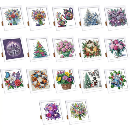 5D DIY Partial Special Shaped Drill Diamond Painting Kit Flower Decor18x18cm