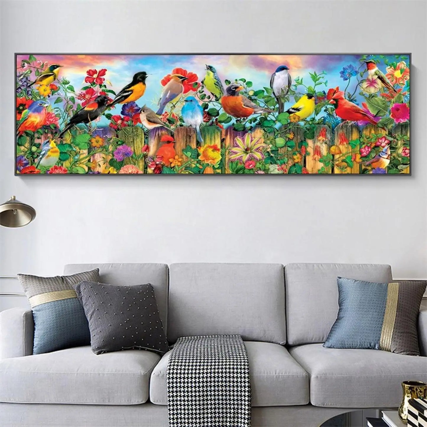 Diamond Embroidery Fence Birds Drawing DIY Rhinestone Mosaic for Wall Gifts
