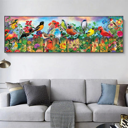 Diamond Embroidery Fence Birds Drawing DIY Rhinestone Mosaic for Wall Gifts
