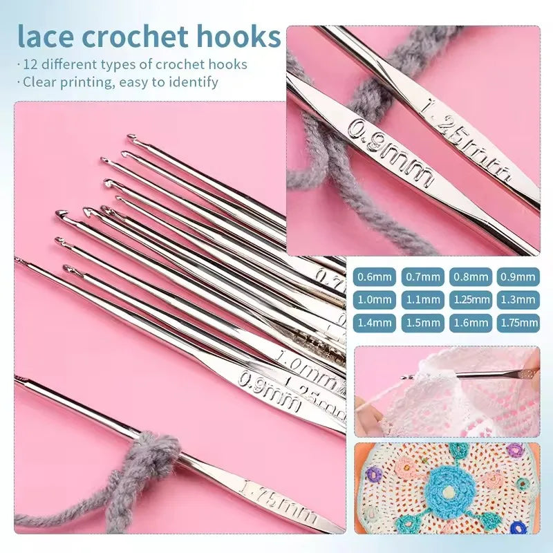Knitting Crochet Hook Set Home Use Sewing Tool DIY Craft Crochet Knit Markers Needles Tools Weaving Accessories With Bag