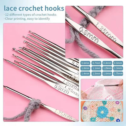 Knitting Crochet Hook Set Home Use Sewing Tool DIY Craft Crochet Knit Markers Needles Tools Weaving Accessories With Bag