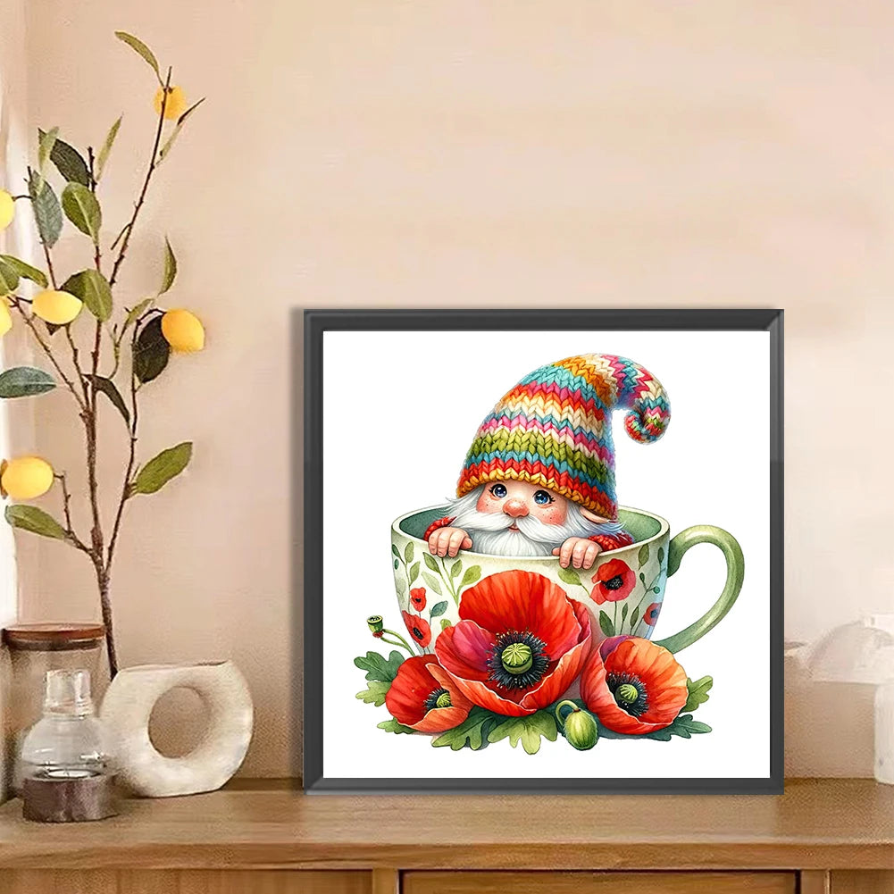 Gnome 5D DIY Full Drill Round Diamond Painting Kit for Home Wall Decoration