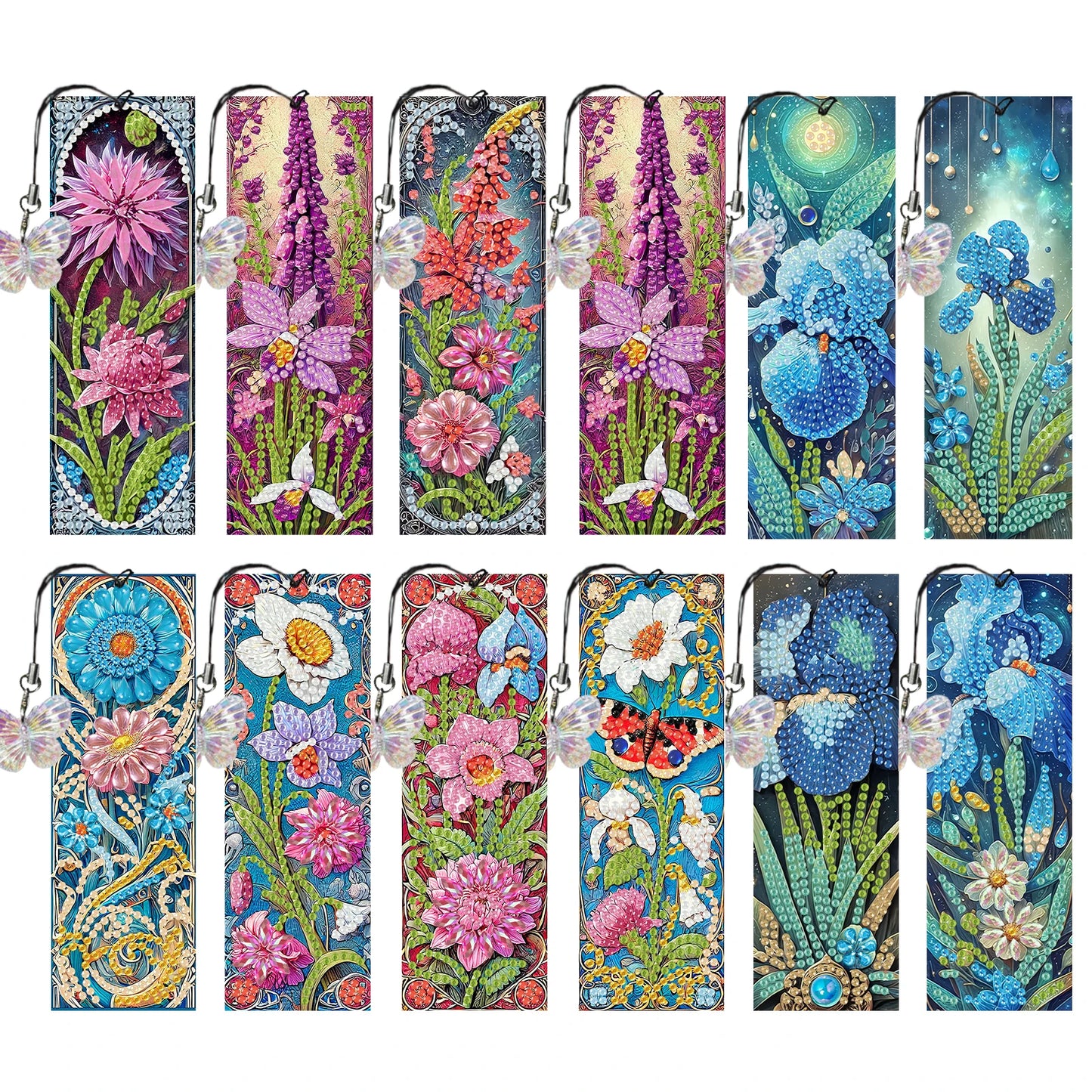 12Pcs Animal Landscape DIY Diamond Bookmark Art Projects