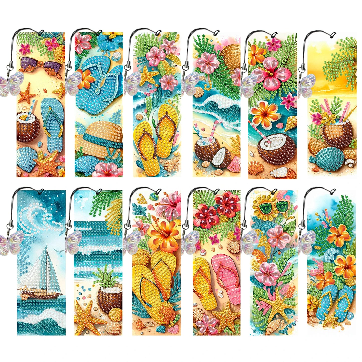 12Pcs Animal Landscape DIY Diamond Bookmark Art Projects