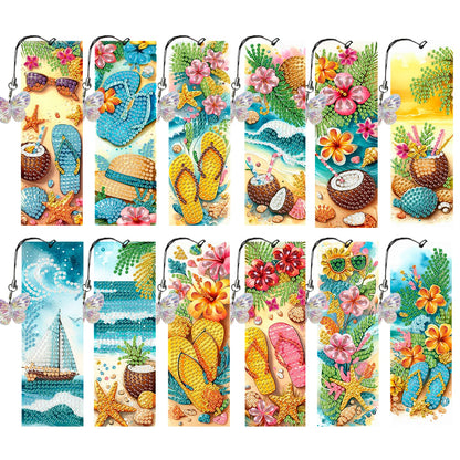 12Pcs Animal Landscape DIY Diamond Bookmark Art Projects