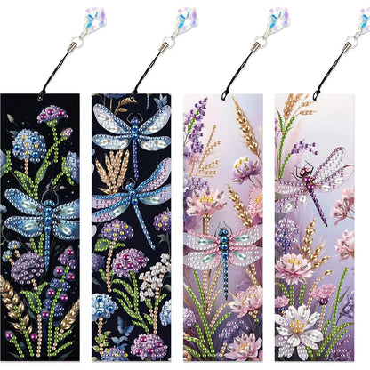 4Pcs Special Shape Book Dinosaur DIY Bookmarks Diamond Painting Kits Diamond Painting Bookmark Making Kit for Adults Beginners