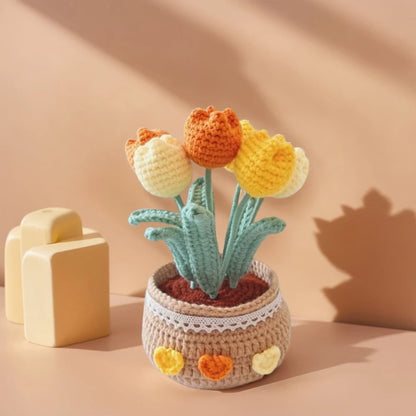 Crochet Kit DIY Tulip Flowers Plant Potted Crochet