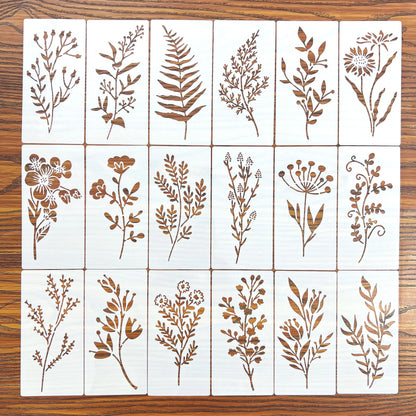 18 Pcs DIY Flower Painting Stencils, Reusable Plastic Templates for Wood, Fabric, Paper - Spray Paint & Graffiti Craft Supplie