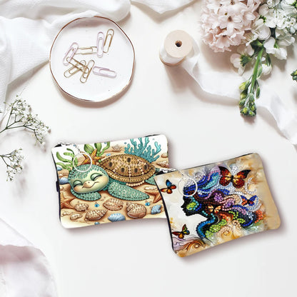 DIY Diamond Painting Creative Rhinestone Handbag Zipper Closure 5D Diamond Painting Coin Pouch for Cash Carry Daily Use Travel