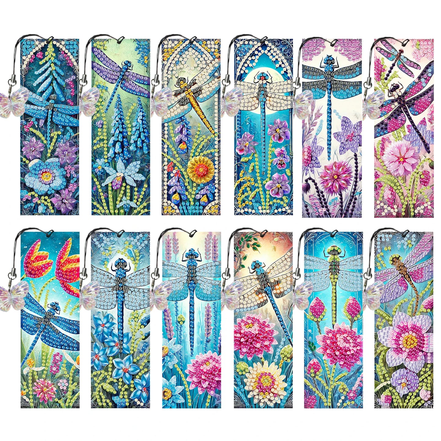 12Pcs Animal Landscape DIY Diamond Bookmark Art Projects