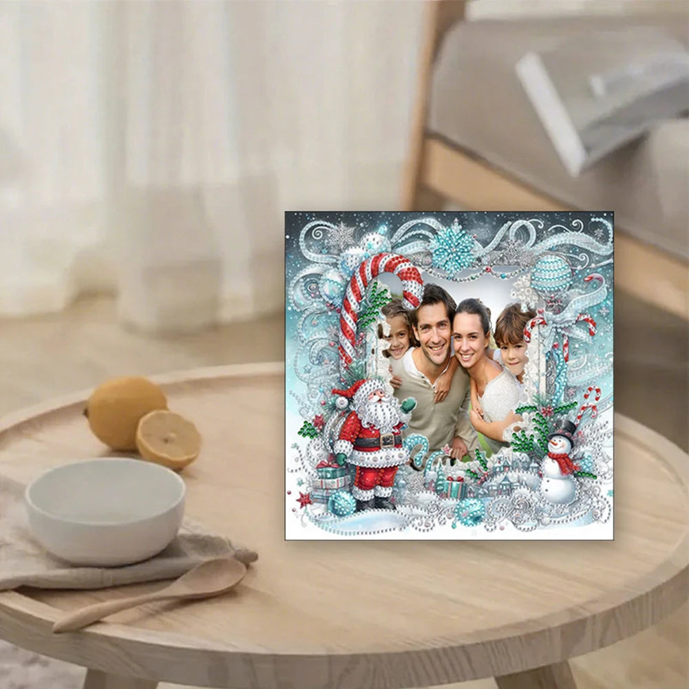 2D Flat DIY Xmas Diamond Decoration Photo Frame Diamond Art Kits Interesting Crystal Photo Frame Partial Drill for Home Decor