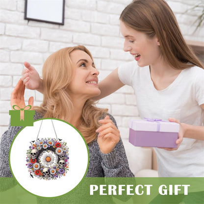 2D Flat Acrylic DIY Skull Wreath Hanging Diamond Art Kits Wall Door Decoration