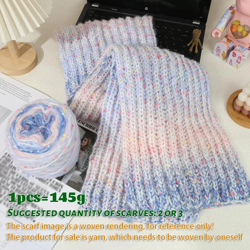 145g couple scarf yarn color dot bean gradient long dyeing hand woven men's and women's fashionable scarf hat yarn ball