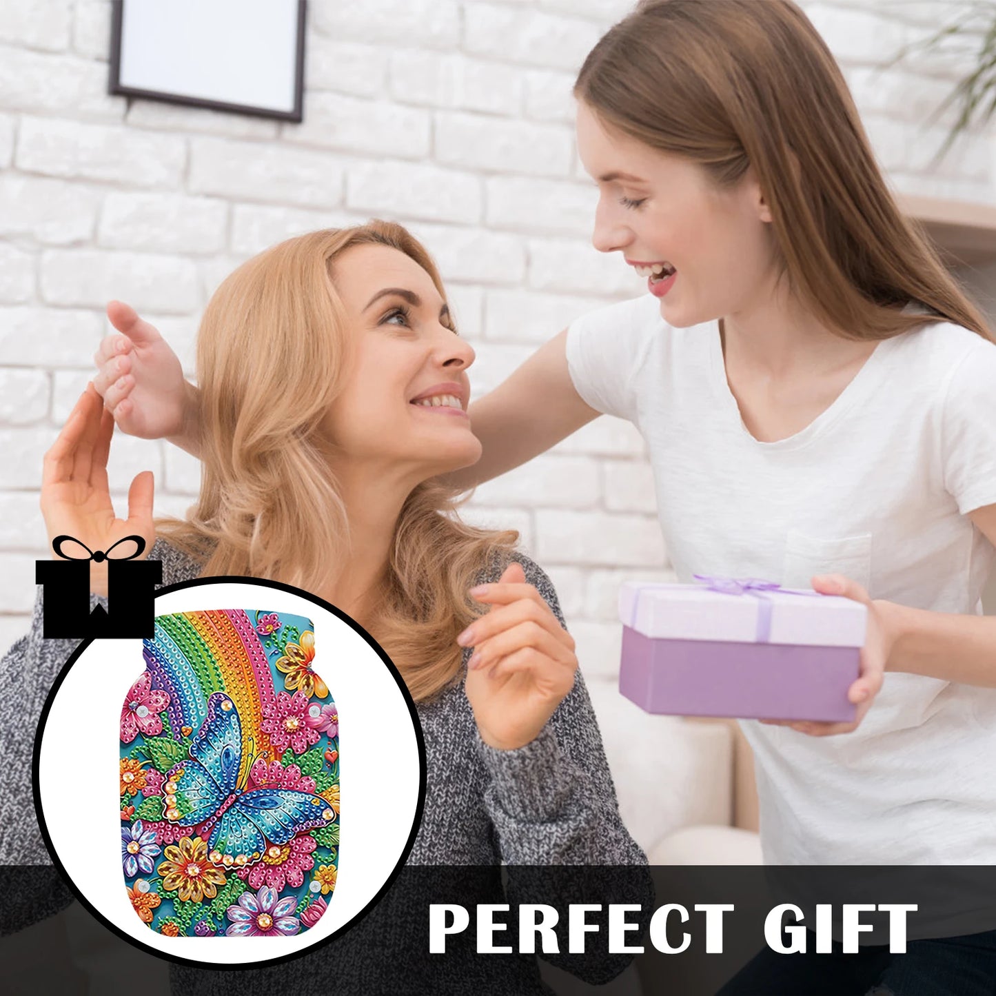 Butterfly Acrylic Double Sided Special Shape Diamond Painting Vase for Home