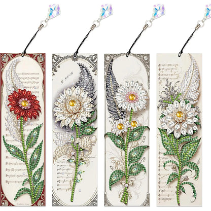 4Pcs Special Shape Book Dinosaur DIY Bookmarks Diamond Painting Kits Diamond Painting Bookmark Making Kit for Adults Beginners