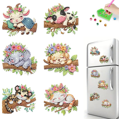 6Pcs Diamond Painting Kits DIY Diamond Art Refrigerator Magnets Diamond Art Magnets DIY Art Crafts for Adults Beginners
