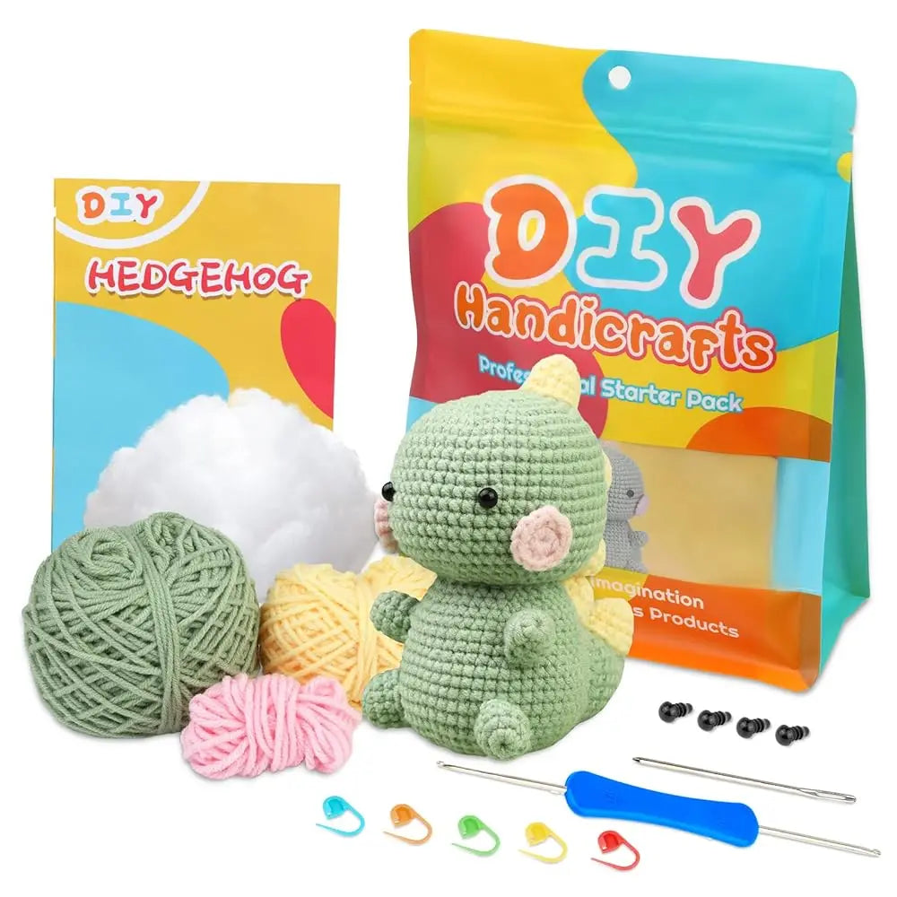 Beginners Crochet Kit, Crochet Animal Kit, Knitting Kit with Yarn, Polyester Fiber, Crochet Hooks, Step-by-Step Instructions