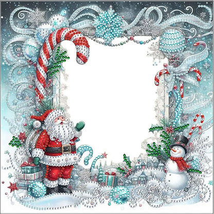 2D Flat DIY Xmas Diamond Decoration Photo Frame Diamond Art Kits Interesting Crystal Photo Frame Partial Drill for Home Decor