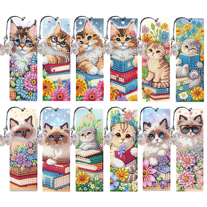 12Pcs Animal Landscape DIY Diamond Bookmark Art Projects