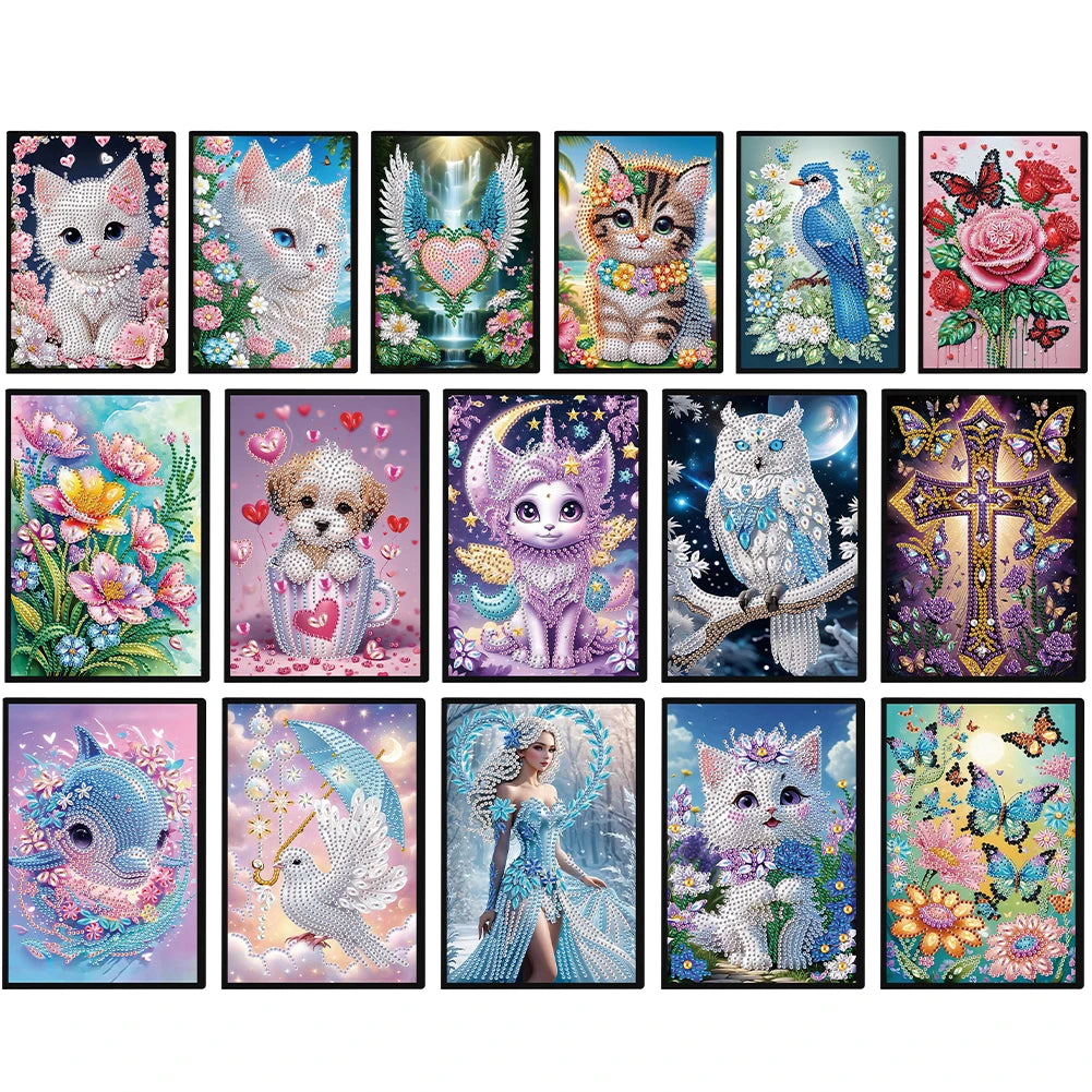 50-Page A5 Size Flower Animal Diamond Painting Diary Book