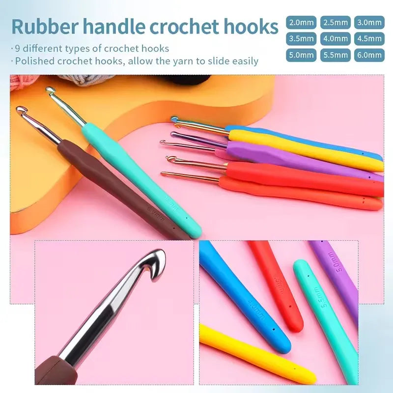 Knitting Crochet Hook Set Home Use Sewing Tool DIY Craft Crochet Knit Markers Needles Tools Weaving Accessories With Bag