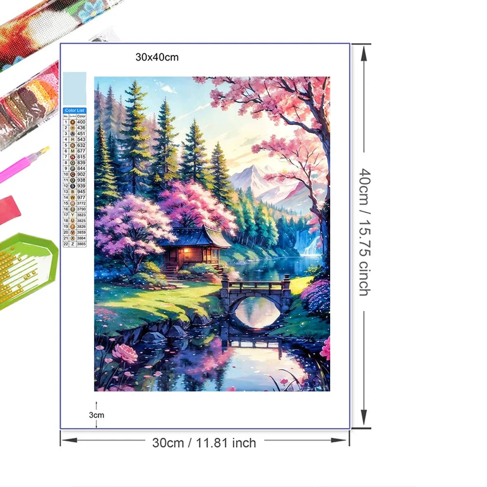 6 Kinds Patterns Diamond Painting Kits Full Round Diamond Painting Landscape Tree DIY 5D Diamond Art Craft Home Wall Decor Gift