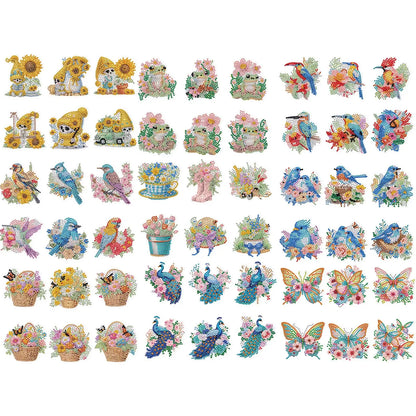 6Pcs Flower DIY Irregular Diamonds Diamond Painting Fridge Magnets Diamond Painting Magnets Kit for Refrigerator Mailbox Decor