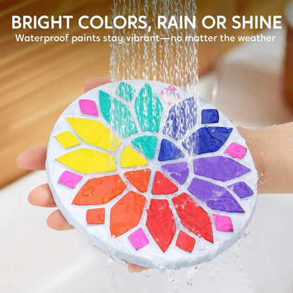 JOYFY Kids Stepping Stones Painting Kit Paint 5 Garden Stones Ceramic Garden Decor for Kids Birthday Christmas Gifts