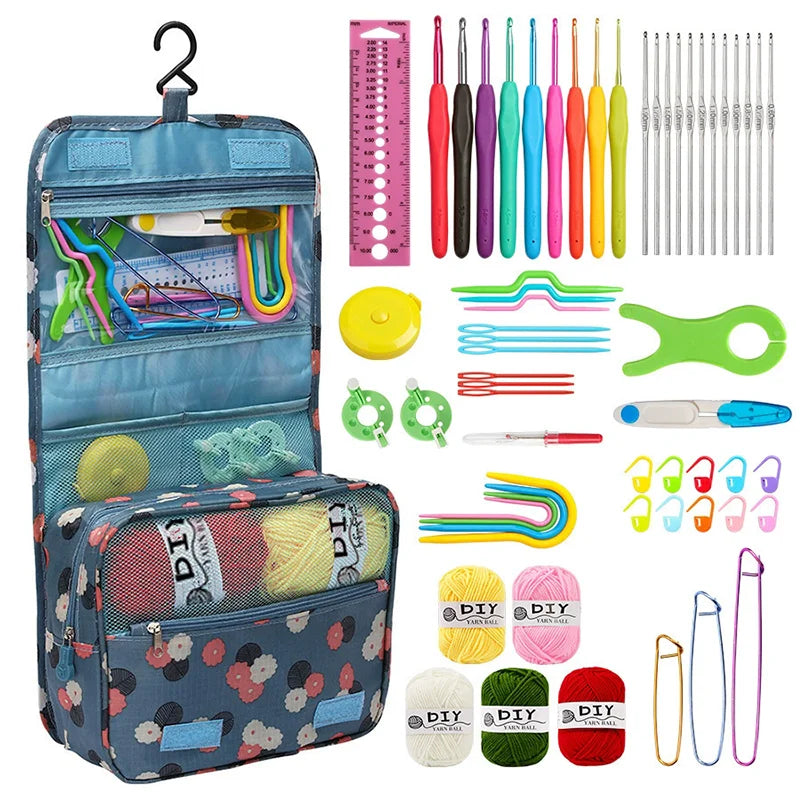 Knitting Crochet Hook Set Home Use Sewing Tool DIY Craft Crochet Knit Markers Needles Tools Weaving Accessories With Bag