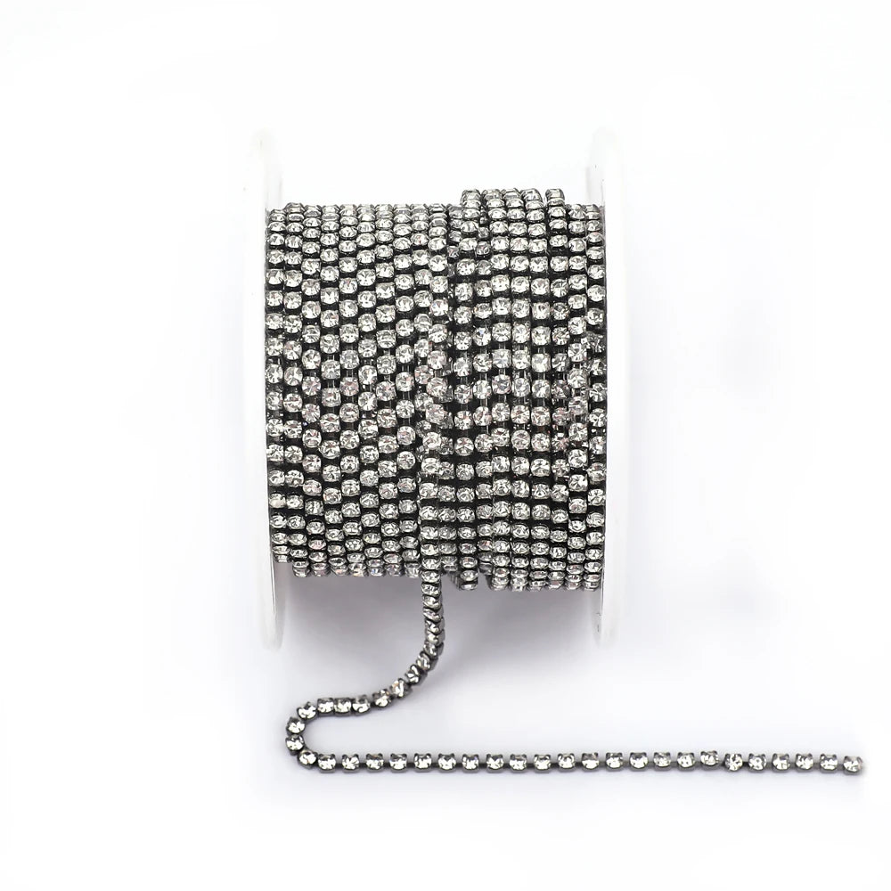 SS6 SS8 SS12 Sewing Red Glass Rhinestone Chain Trim Strass Cup Chain Crystal Ribbon Banding For Clothes DIY Crafts