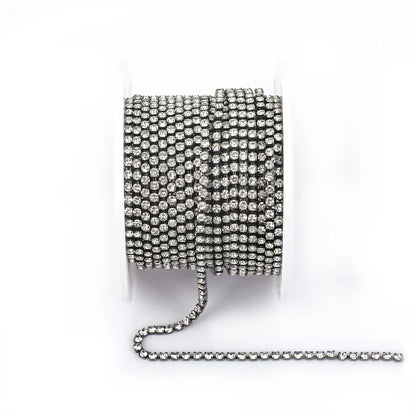 SS6 SS8 SS12 Sewing Red Glass Rhinestone Chain Trim Strass Cup Chain Crystal Ribbon Banding For Clothes DIY Crafts