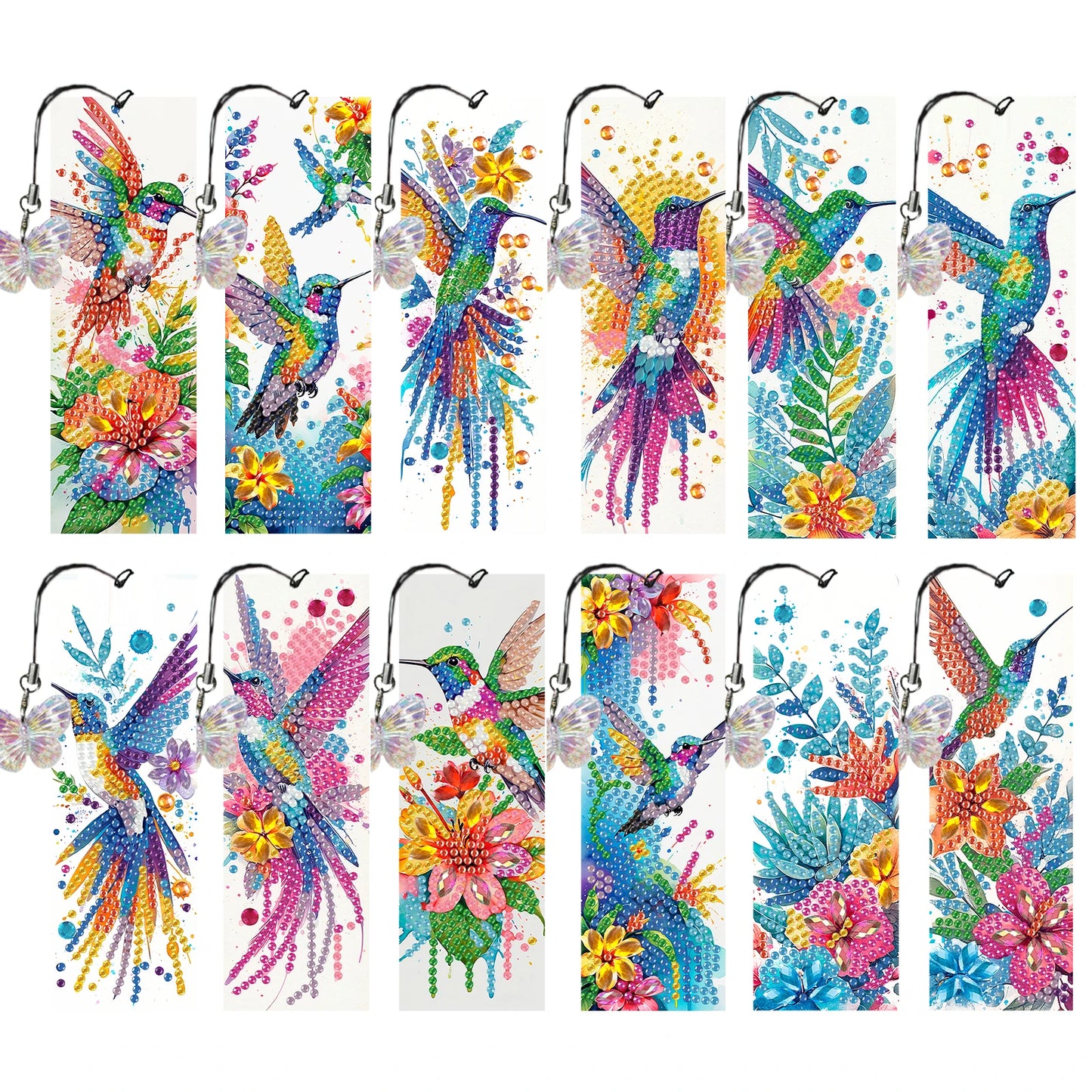 12Pcs Animal Landscape DIY Diamond Bookmark Art Projects