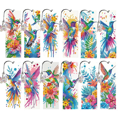 12Pcs Animal Landscape DIY Diamond Bookmark Art Projects