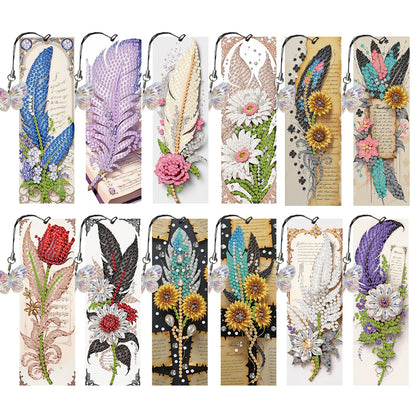 12Pcs Animal Landscape DIY Diamond Bookmark Art Projects