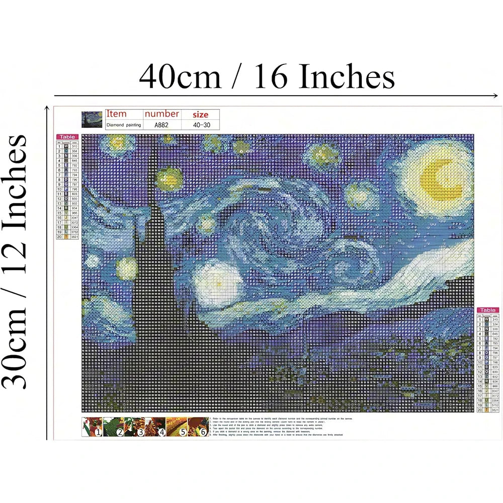Full Drill 5D Diamond Painting 12X16 inch, Paint by Number Kits Starry Night Diamond Painting Kits for Home Wall Decor