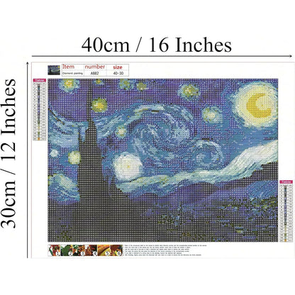 Full Drill 5D Diamond Painting 12X16 inch, Paint by Number Kits Starry Night Diamond Painting Kits for Home Wall Decor