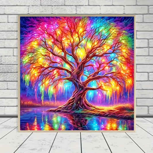 5D Diamond Painting Kit Colorful Mystical Tree Full Drill Round Mosaic Craft For Adults