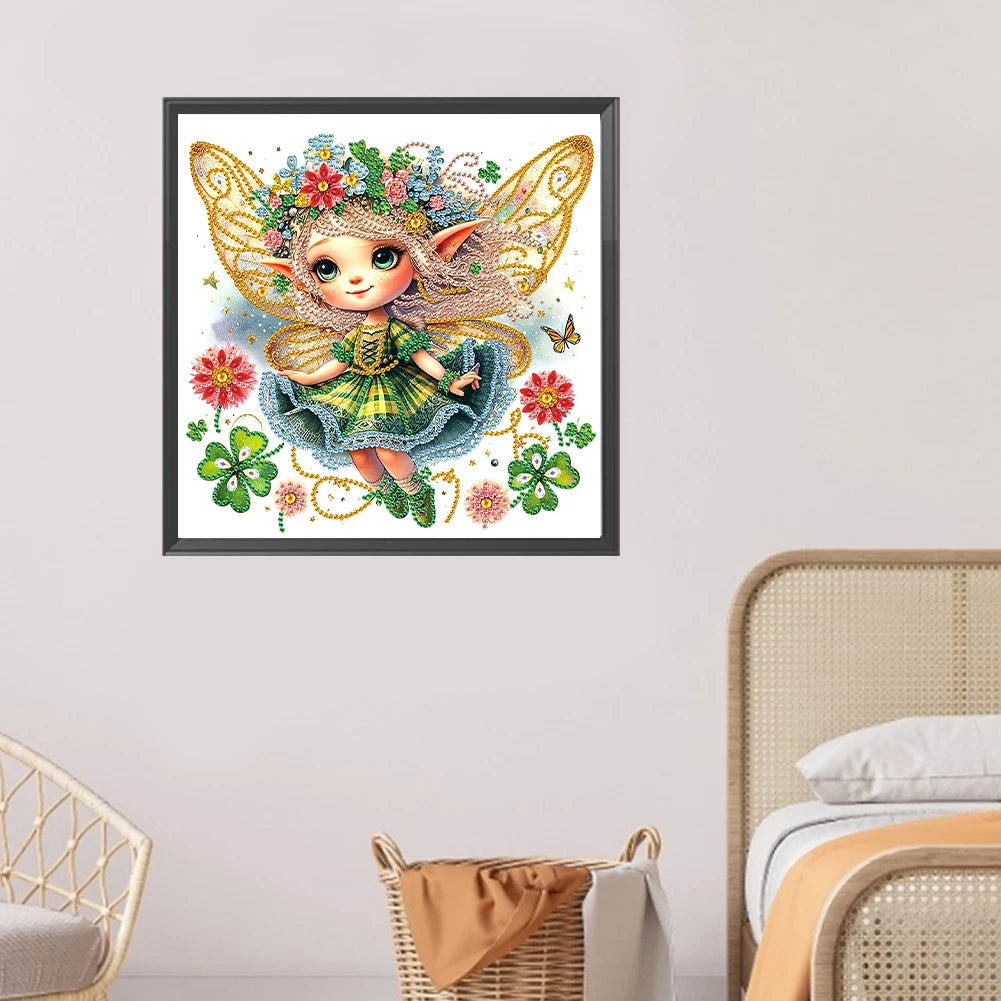 4Pcs 5D DIY Partial Special Shape Drill Diamond Painting Elf Fairy Decor 30x30cm