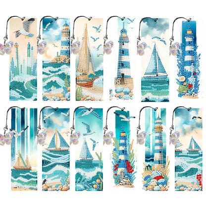 12Pcs Animal Landscape DIY Diamond Bookmark Art Projects