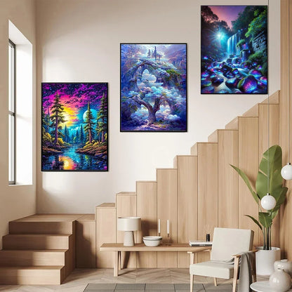 6 Kinds Patterns Diamond Painting Kits Full Round Diamond Painting Landscape Tree DIY 5D Diamond Art Craft Home Wall Decor Gift
