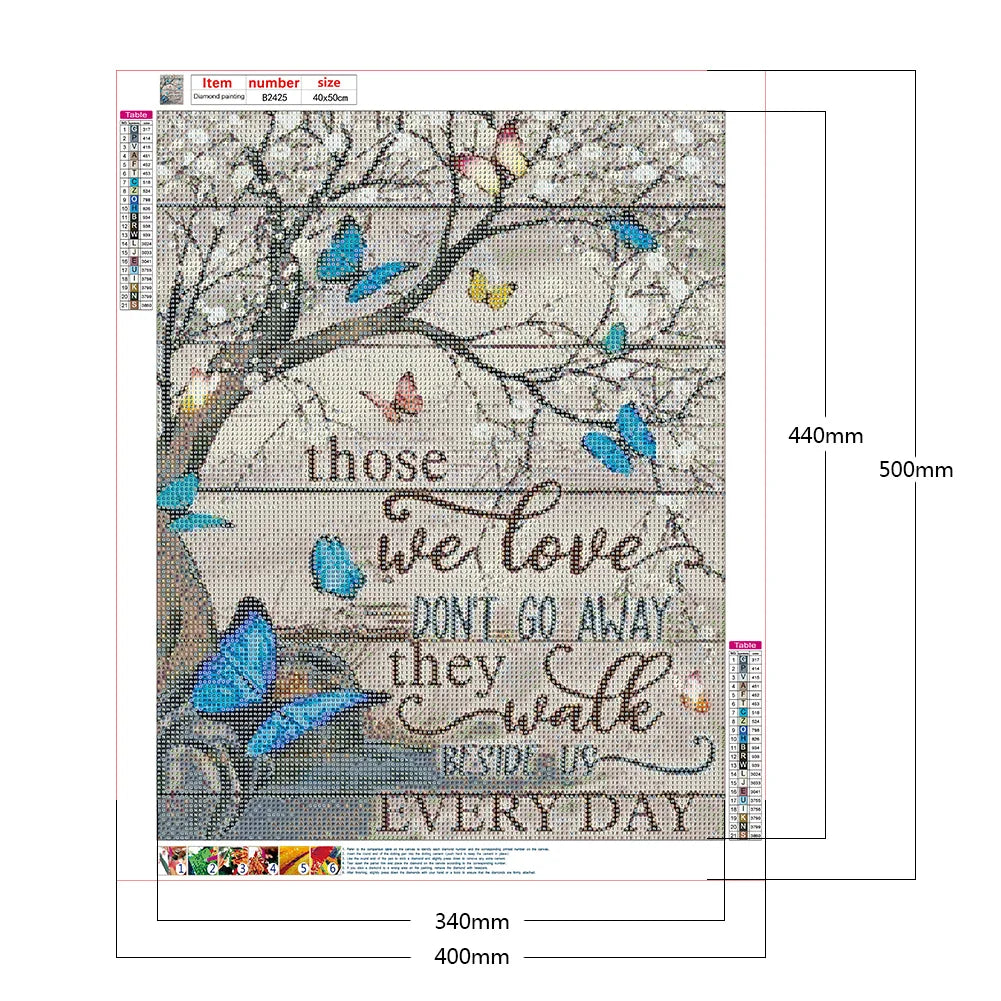 5D Diamond Painting Butterfly Letter Full Round Mosaic Canvas DIY Home Pictures