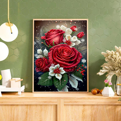 5D DIY Rose Diamond Painting Kit Full Round Embroidery Mosaic Flower Handmade Gift Home Decor 12x16inch